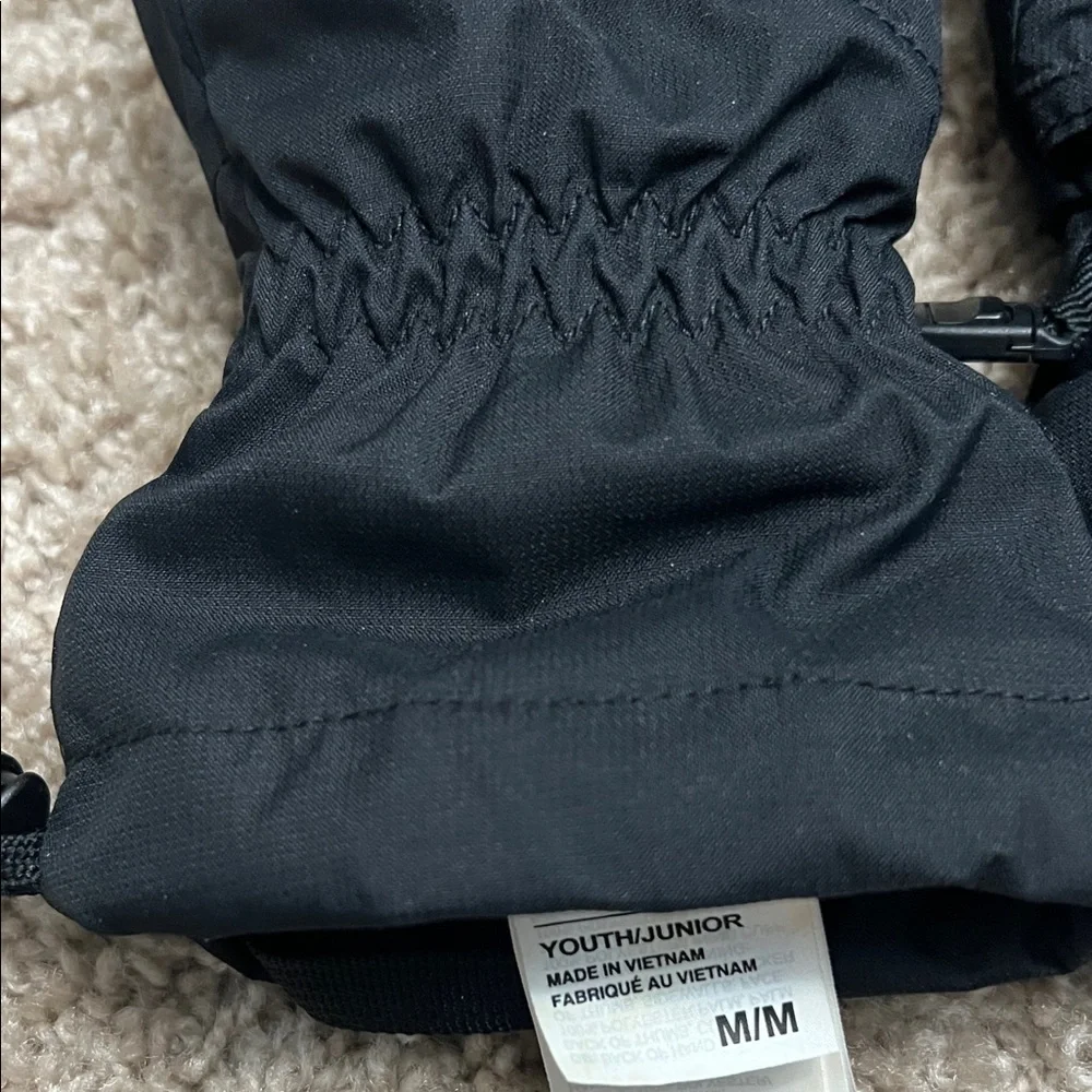 The North Face Black Youth Mittens - Insulated Winter Gloves sz M
